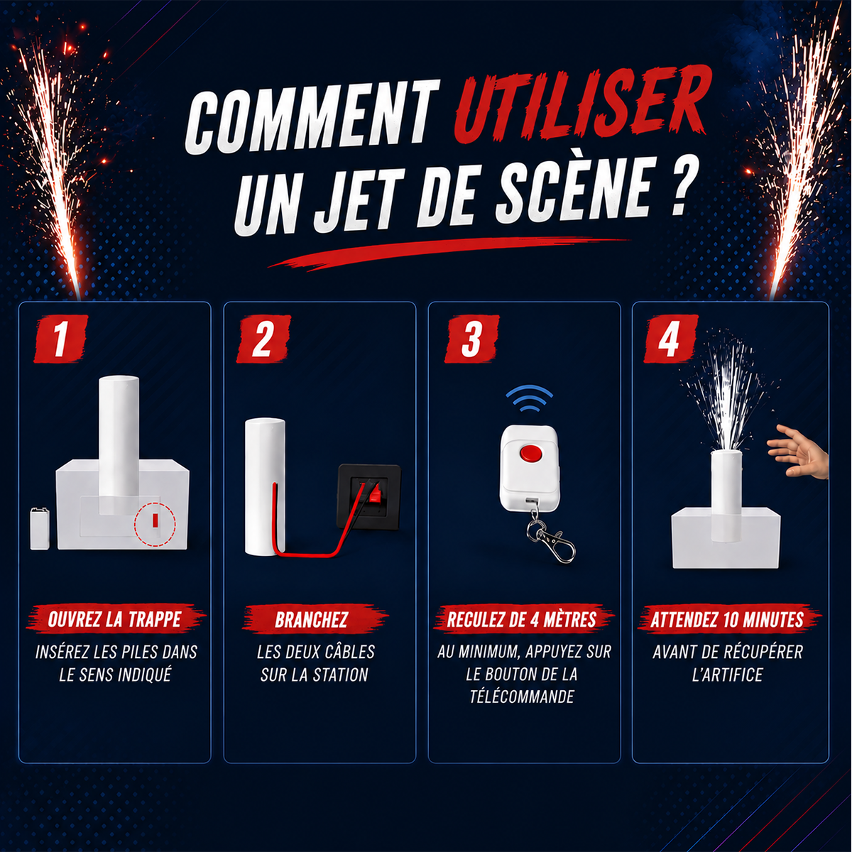 Système d'allumage pour jets de scène 8 positions